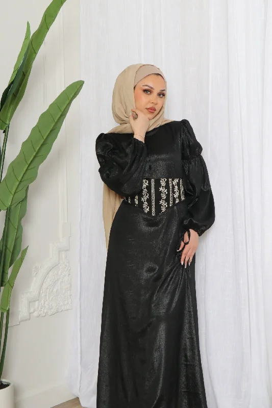 Markdowns Adelina Organza Embroidery Dress- Black
