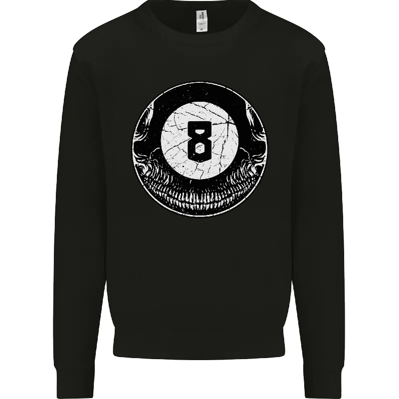 fitted workout sweatshirt8-Ball Skull Pool Player 9-Ball Mens Sweatshirt Jumper