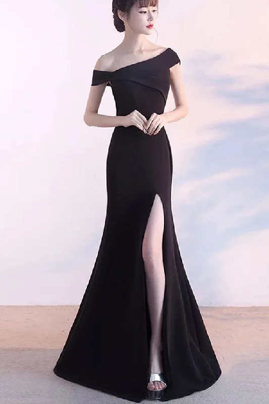 Overstock Sale SURPLICE SHOULDER HIGH SLIT FISHTAIL HEM MAXI DRESS