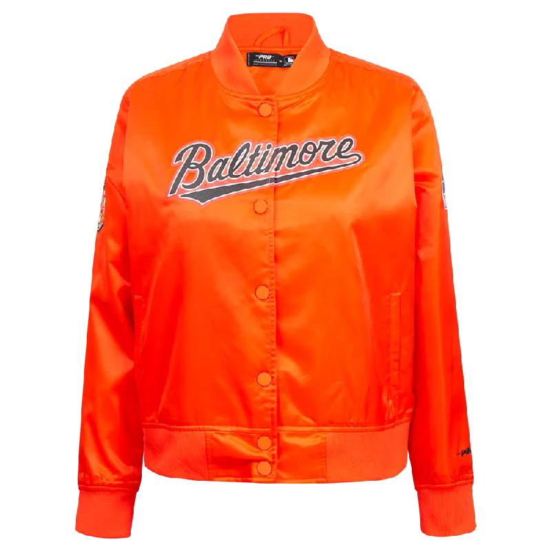 MLB BALTIMORE ORIOLES CLASSIC WOMEN'S SATIN JACKET (ORANGE)