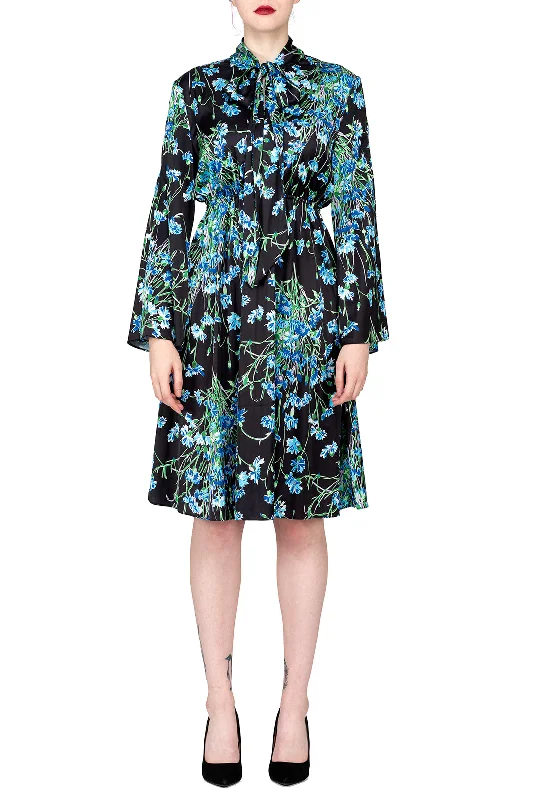 Closeout SCANDINAVIA-Tie Neck Fit and Flare Dress