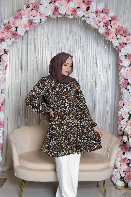 Exclusive Online Offer Nina Floral Balloon Top- Black