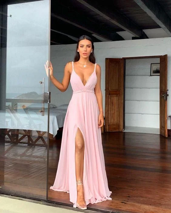 Deal Dash A-Line Long Prom Dress With Split,DS4074