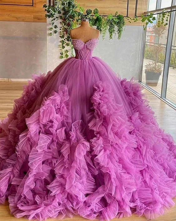 Steals and Deals Sweetheart Purple Beading Bodice Tulle Ruffle Pleated Ball Gown Evening Dress prom gown,DS4482 Steals and Deals Sweetheart Purple Beading Bodice Tulle Ruffle Pleated Ball Gown Evening Dress prom gown,DS4482