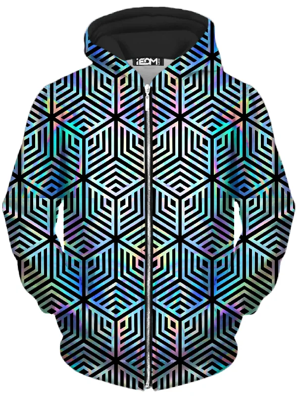 graphic hooded sweatshirtHolographic Hexagon Unisex Zip-Up Hoodie