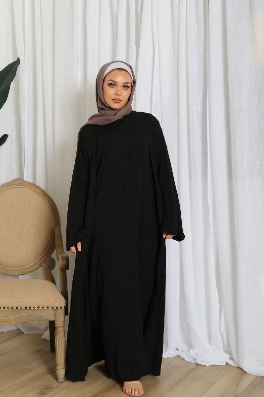Discount Days Safa Textured Abaya Set- Black