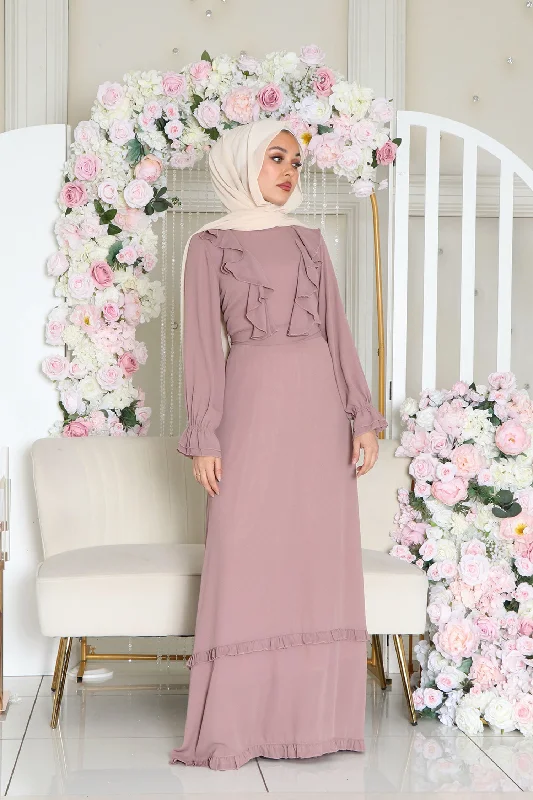 While Supplies Last Valerie Chiffon Ruffle Dress- Rose Pink
