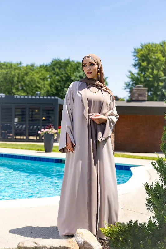 pleated dressNawra Reversible Abaya Set -  Beige / Mink