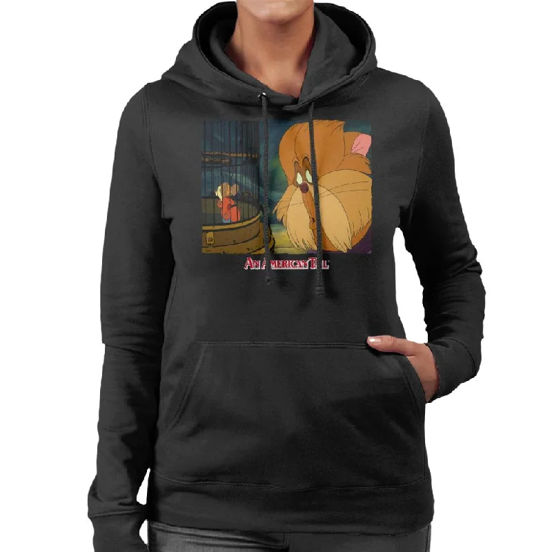 sleek zip-up hoodieAn American Tail Fieval In A Cage And Tiger Women's Hooded Sweatshirt