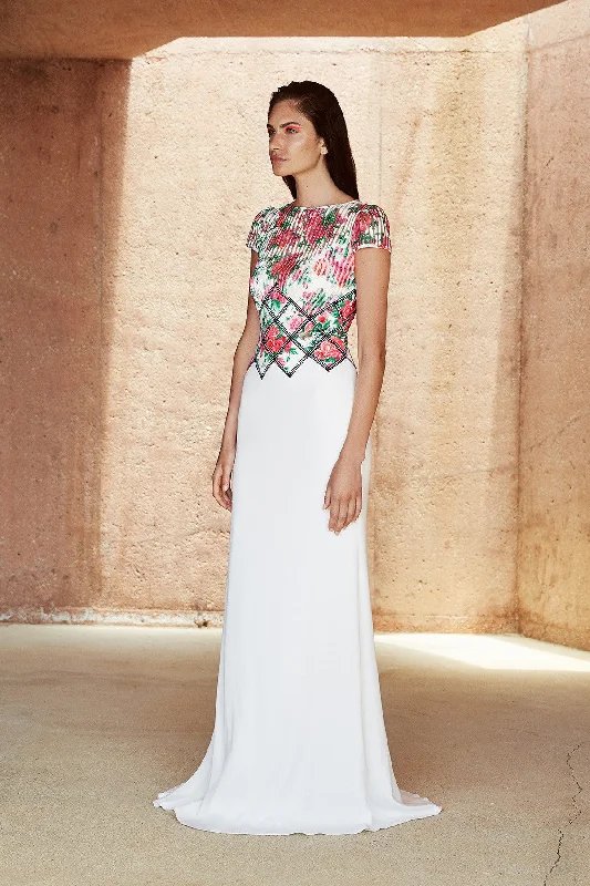 Midnight Sale TADASHI SHOJI-JAMEKA FLORAL CREPE GOWN