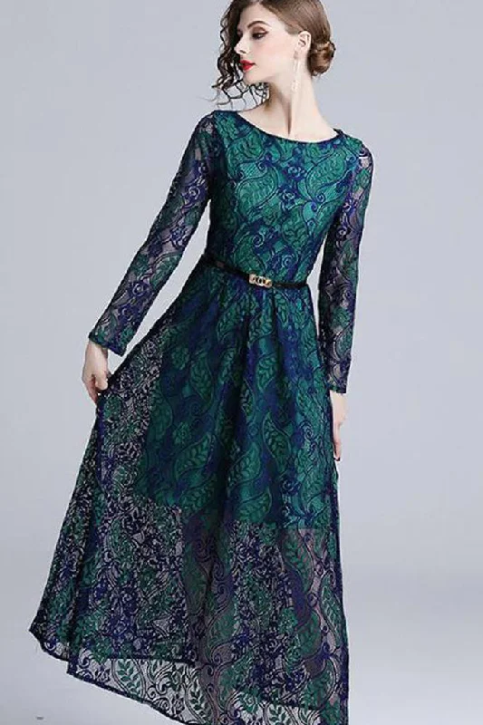 trendy wrap dressLong Sleeve Lace Maxi Dress - M in Clearance