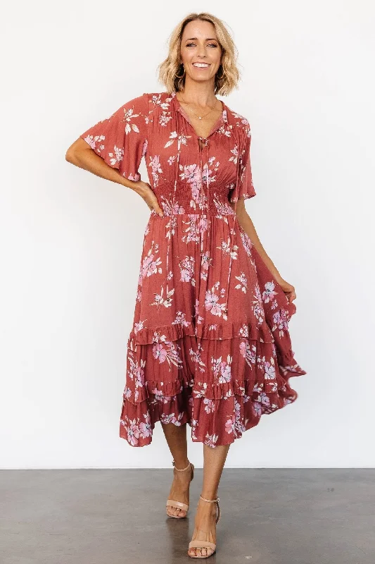 casual knit dressSpell Boho Midi Dress | Terracotta Floral