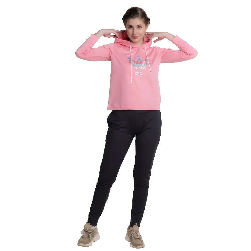 Today Only Leaf Print Pullover Full Sleeve Hoodie For Women
