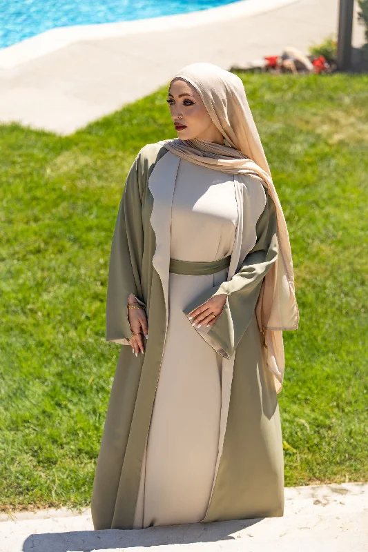 ruffle dressNawra Reversible Abaya Set -  Sage / Sand