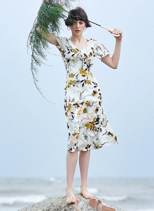 Final Clearance SCANDINAVIA-Ruffle Accent Sheath Dress