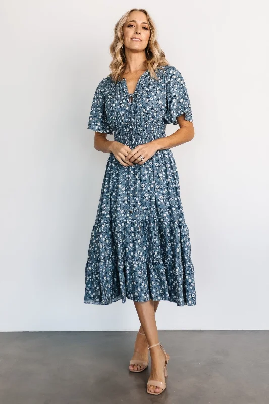 romantic dressSpell Boho Midi Dress | Blue Floral