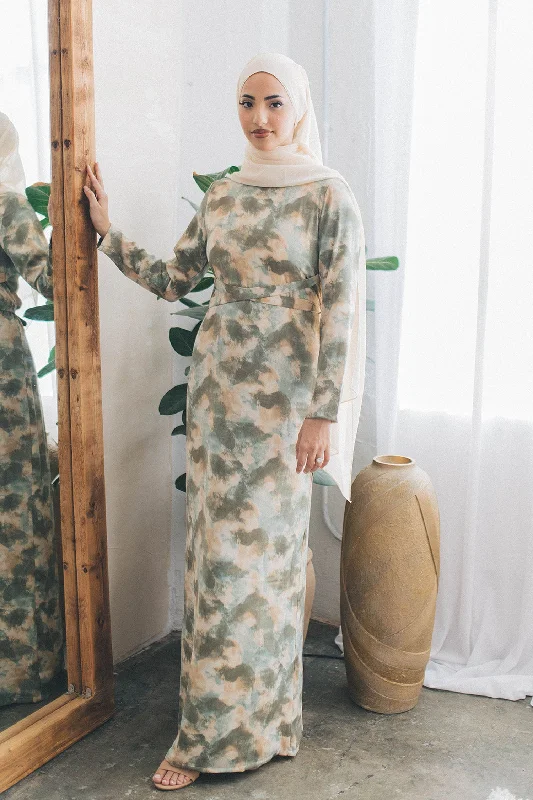 Daily Specials Navera Print Wrap Maxi Dress- Tan