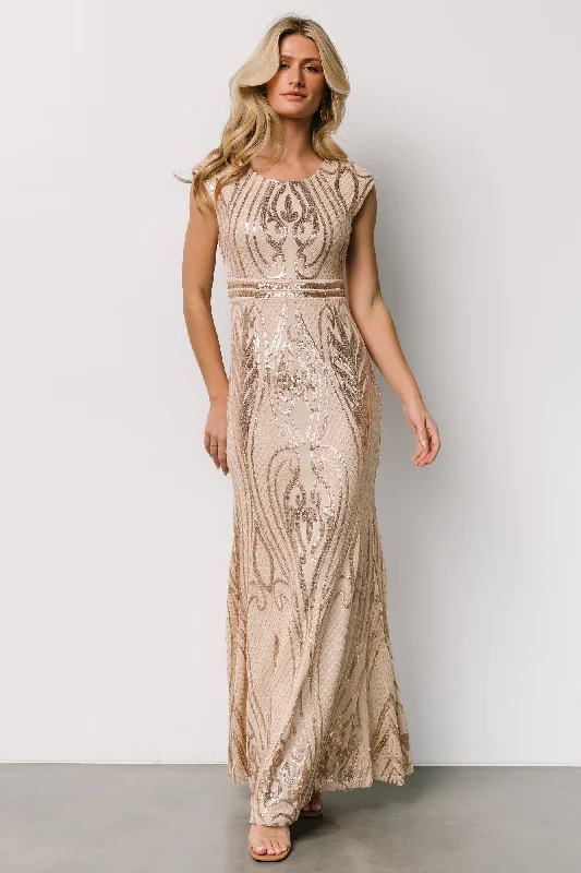 comfy maxi dressAlessia Sequin Gown | Champagne