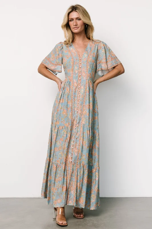 vintage dressCheryl Maxi Dress | Dusty Blue Floral