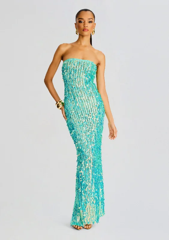 New Deals Nulla Feather Sequin Crochet Dress