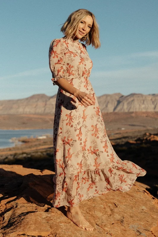 Bargain Prices Marie Mock Neck Maxi Dress | Blush Floral