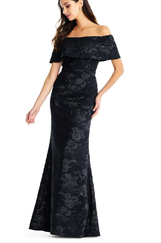 Huge Savings AIDAN MATTOX-BLACK OFF THE SHOULDER LONG DRESS