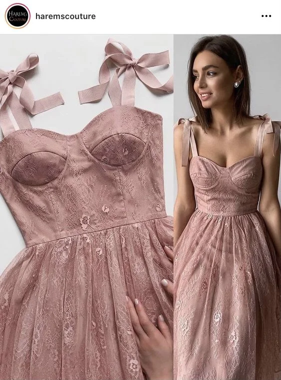 Can't Be Beat Pink Tulle tea length Prom Dress A Line Formal Dress,DS4324