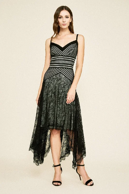 Referral Discount TADASHI SHOJI-PETRI HANDKERCHIED JACQUARD DRESS