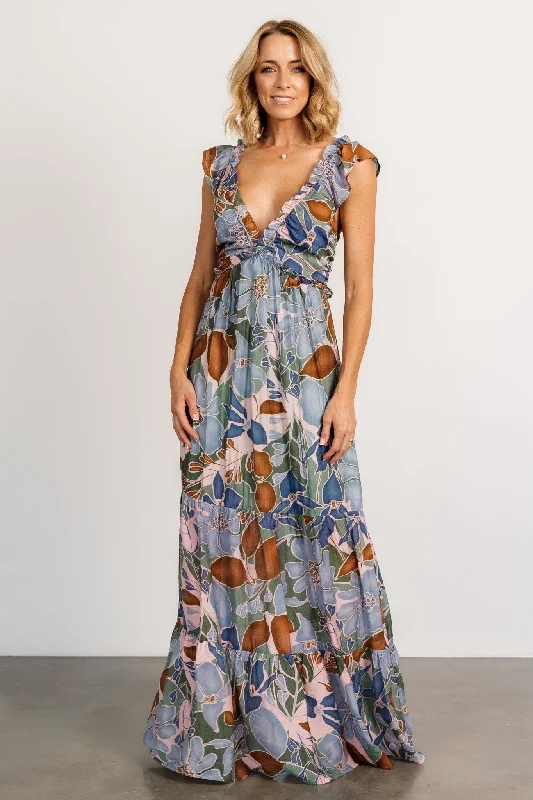 fitted dressNylah Back Tie Maxi Dress | Blue Multi