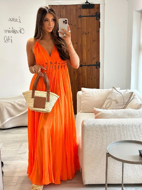 Deal Zone Pleated Grecian Maxi Gown