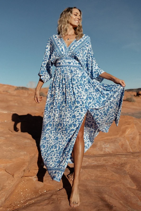 winter dressWatson Kimono Maxi Dress | Blue + White