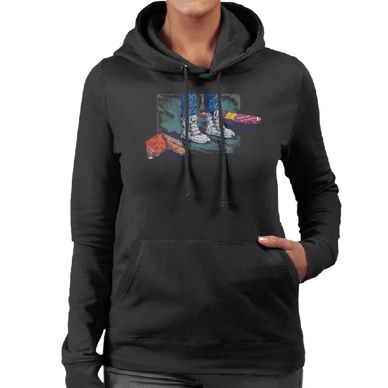 stylish hoodieBack to the Future Marty Shoes Board And Comic Women's Hooded Sweatshirt