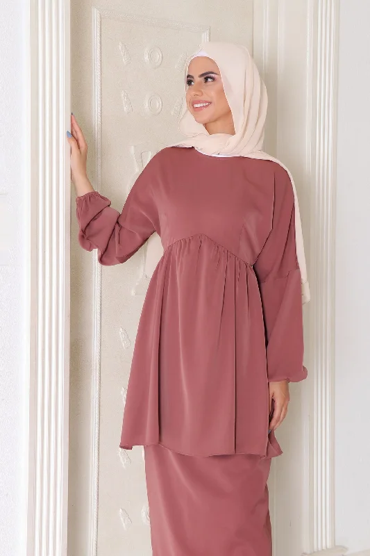 Don’t Miss Out Kim Smock Top- Nude Pink