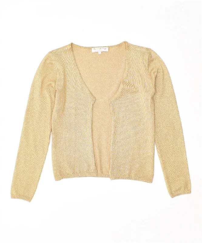 Limited Edition KAOS Womens Cardigan Sweater UK 14 Large Gold Acetate Vintage