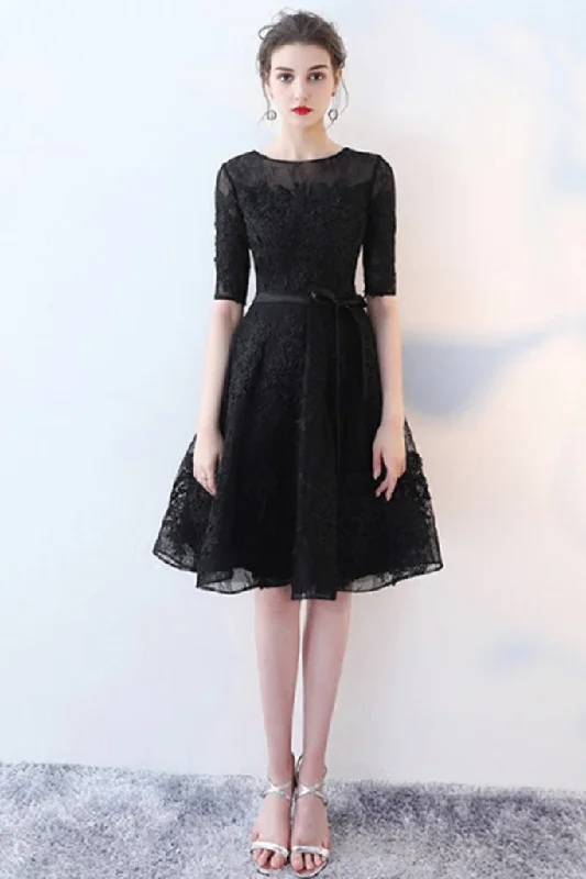 Hurry In HALF SLEEVE LACE A-LINE DRESS - M in Clearance