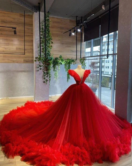 Price Slash red long prom dress ball gown evening dress,DS4374