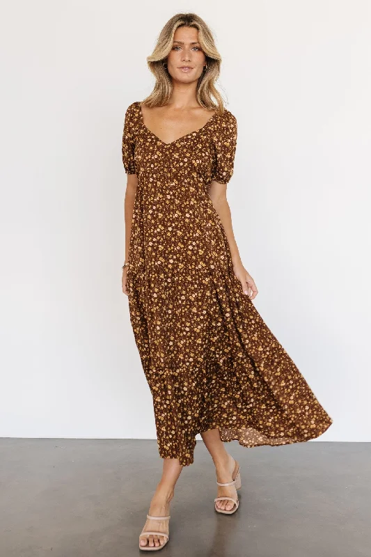Reduced Prices Gables Puff Sleeve Maxi Dress | Brown Multi
