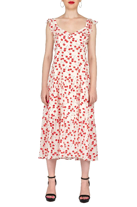 Year-End Sale SCANDINAVIA-Sleeveless Ruffle Accent V-neck Fit&Flare Dress