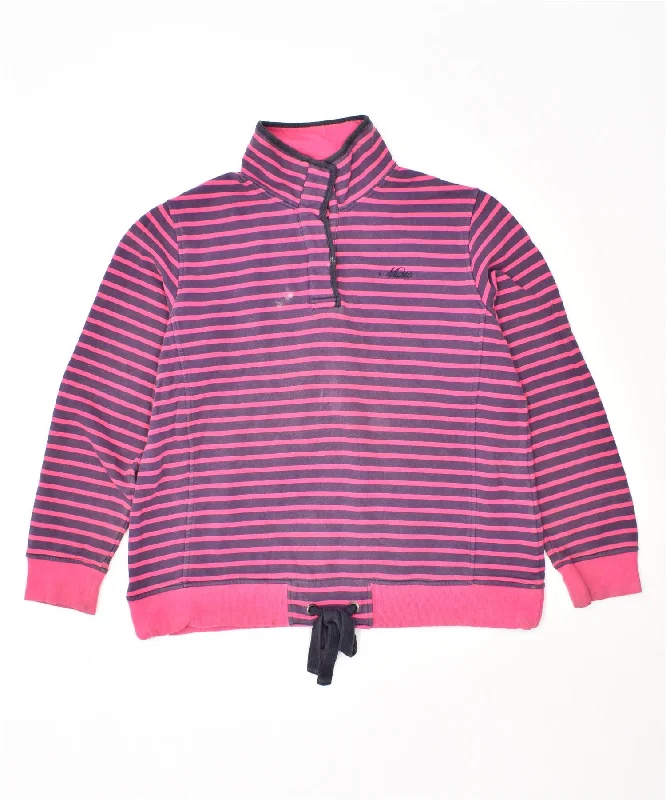 casual hoodie for fallVINTAGE Womens Button Neck Sweatshirt Jumper UK 18 XL Pink Striped Cotton