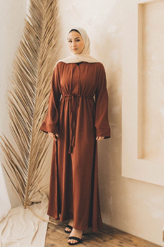 Fantastic Deals Ivy Essential Flare Abaya- Burnt Sienna
