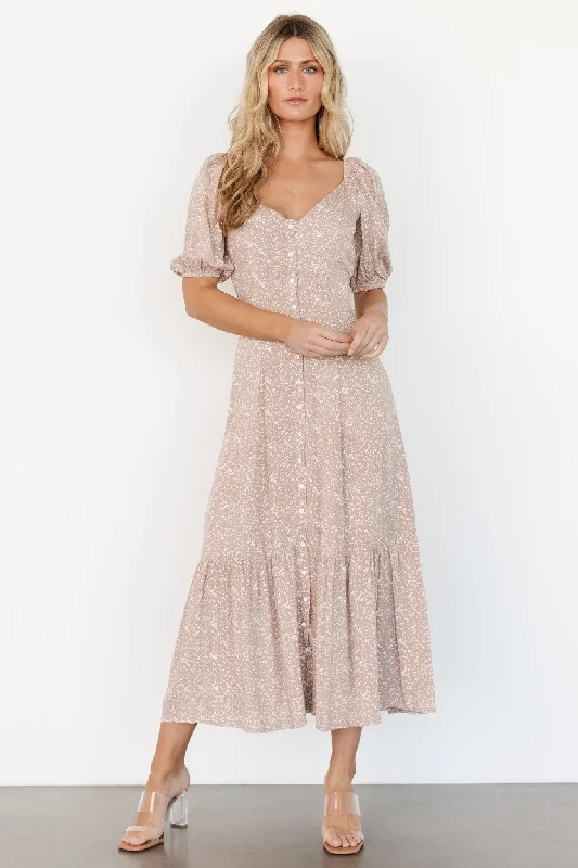 structured dressMathilda Button Maxi Dress | Beige Floral