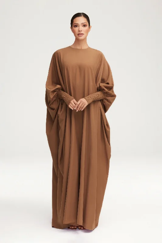 evening dressSuha Smocked Sleeve Kaftan - Dark Chai