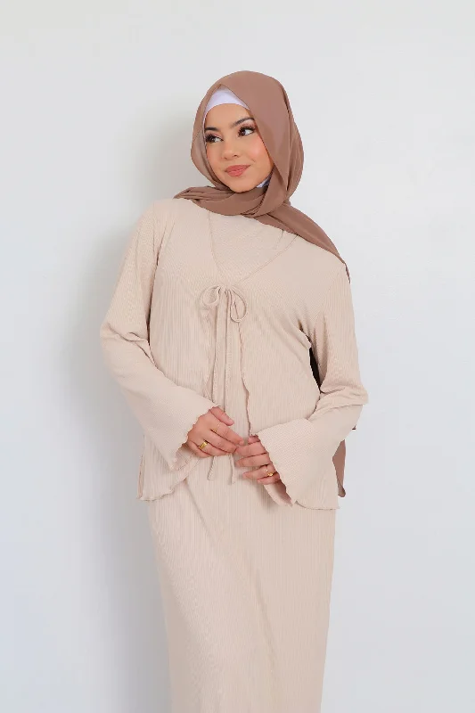 Clearance Sale Lina Ribbed Maxi Set- Cream