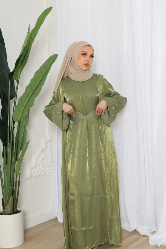 Great Deals Safiya Organza Embroidery Set- Olive Green