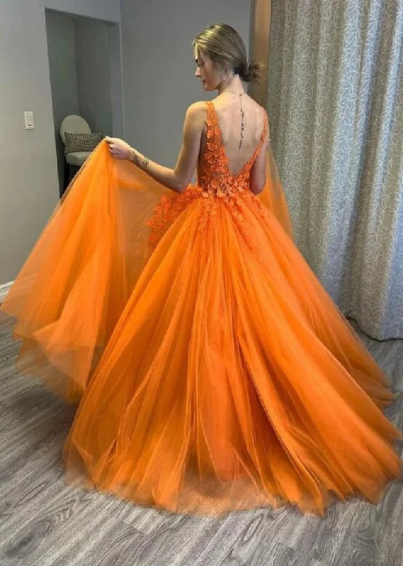 floral midi dressOrange Prom Dress For Girl Custom Made Evening Party Dress Formal Prom Dresses,DP0131