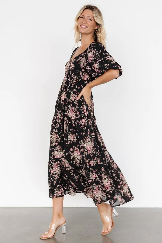 A-line dressEvelette Dress | Black + Mauve Floral