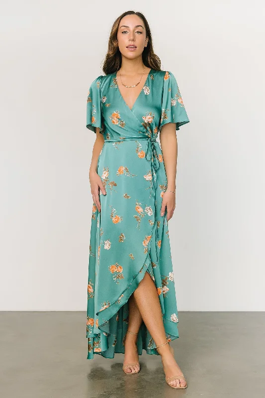 midi dressAmara Wrap Dress | Green + Coral Floral