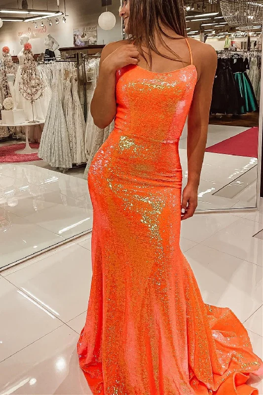 Take Advantage Gorgeous Shinning Orange Mermaid Prom Dress Sequins With Spaghetti-Straps,DS4649 Take Advantage Gorgeous Shinning Orange Mermaid Prom Dress Sequins With Spaghetti-Straps,DS4649