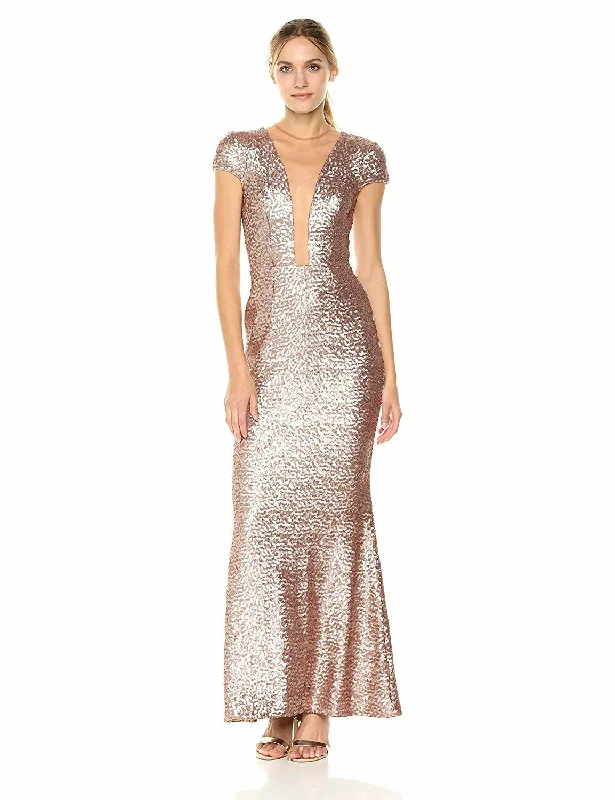 Holiday Sale DRESS THE POPULATION-MICHELLE SEQUIN GOLD GOWN