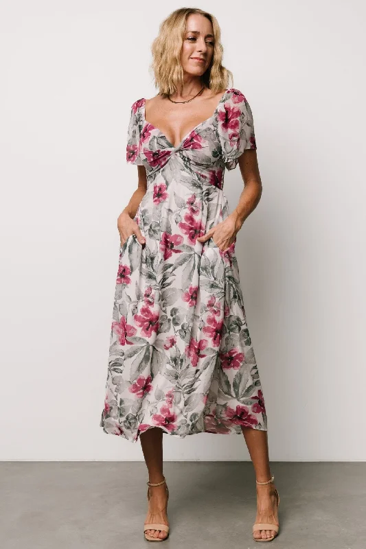 ruched dressMelinda Midi Dress | Pink Floral